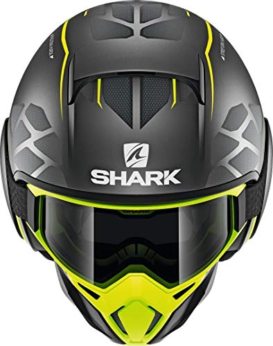 Shark NC Casco per Moto, Hombre, Gris/Negro/Fluo, M