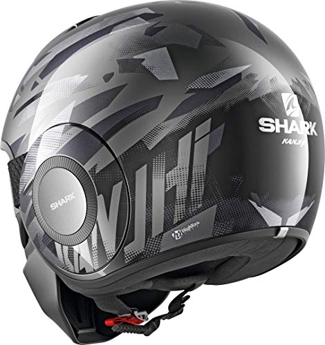 Shark Street Drak KANHJI AKA - Casco de Moto, Color Negro y Gris, M