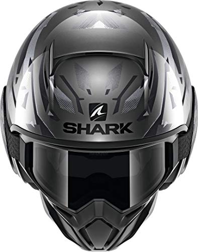 Shark Street Drak KANHJI AKA - Casco de Moto, Color Negro y Gris, M