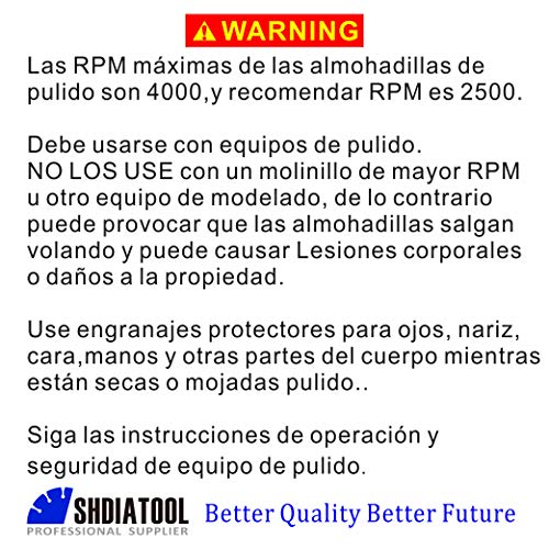 SHDIATOOL Diamante Almohadilla de Pulido 7 Piezas Grano Mixta para Pulir en Seco Mármol Granito Piedra Cerámica Dia 100mm/4 Pulgadas