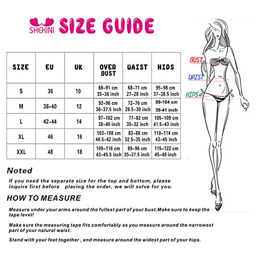 SHEKINI Mujer Triángulo Push up Bikini Set Cintura Alta Braguitas Arruga Trajes de Baña Bañador De Dos Piezas Conjuntos (Medium, Azul Oscuro)