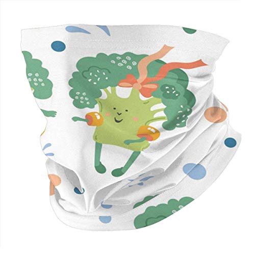 shenguang N A Brócoli sonriente divertido, pasamontañas de repollo Mascarilla de tela Reutilizable Lavable Ciclismo que cubre la cara Filtros transpirables Polainas de cuello Bandana Verano uv