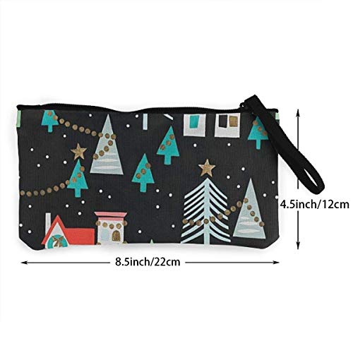 shibeili Monedero de Lona Mini Bolsa de Cambio de Cremallera con asa Vecindario de Navidad