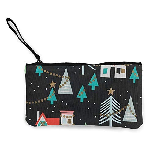 shibeili Monedero de Lona Mini Bolsa de Cambio de Cremallera con asa Vecindario de Navidad