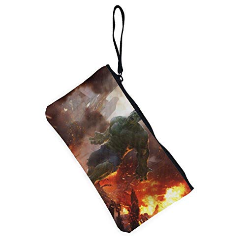 shibeili Monederos de Hulk Bolsos de Maquillaje con Cremallera de Lona con Monedero para teléfono móvil con Correa de Pulsera