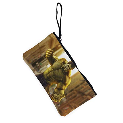 shibeili Monederos de Hulk Bolsos de Maquillaje con Cremallera de Lona con Monedero para teléfono móvil con Correa de Pulsera