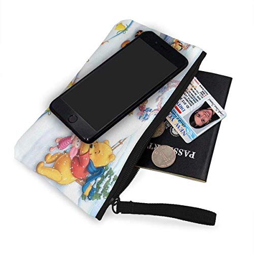 shibeili Winnie The Pooh Monedero de Lona con Cremallera Impresión Monedero pequeño para Mujer Bolso cosmético Monedero portátil multifunción