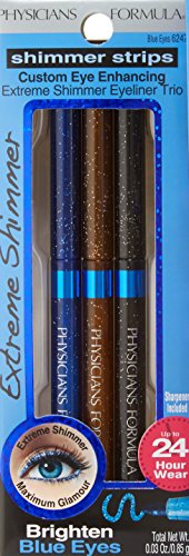 Shimmer Strips, Extreme Shimmer Eyeliner Trio, Blue Eyes, 0.03 oz (0.85 g) by Physician's Formula, Inc.
