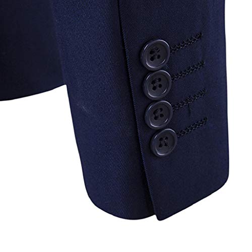 SHOBDW Hombre Traje Talla Grande de Manga Larga Abrigos de Invierno de Solapa Delgado Traje de Fiesta de Bodas de Negocios Chaqueta Blazer Chaleco Pantalones 3PCS(Armada,M)