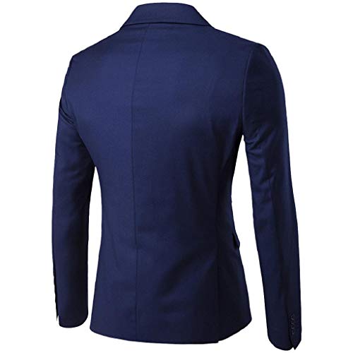 SHOBDW Hombre Traje Talla Grande de Manga Larga Abrigos de Invierno de Solapa Delgado Traje de Fiesta de Bodas de Negocios Chaqueta Blazer Chaleco Pantalones 3PCS(Armada,M)