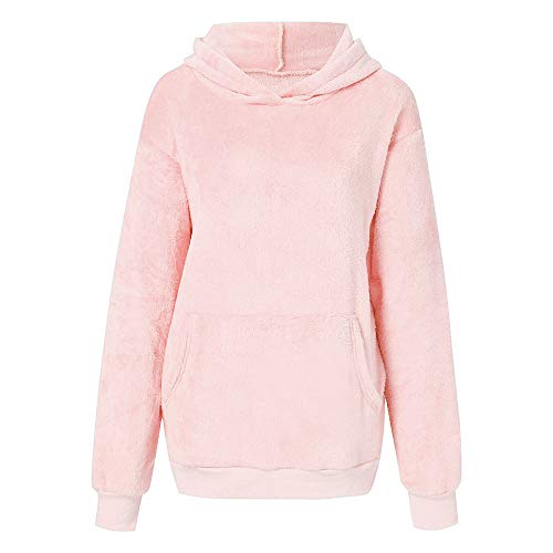 SHOBDW Liquidación Venta Mujer Sudadera con Capucha Suelta Tallas Grandes Jersey de Mujer Jersey otoño Invierno Manga Larga Remata Abrigo cálido (L, Rosa)