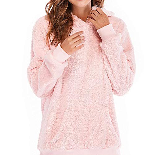 SHOBDW Liquidación Venta Mujer Sudadera con Capucha Suelta Tallas Grandes Jersey de Mujer Jersey otoño Invierno Manga Larga Remata Abrigo cálido (L, Rosa)
