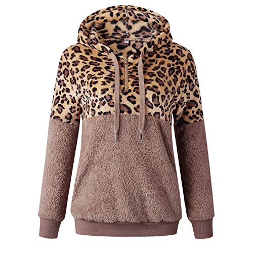 SHOBDW Liquidación Venta Mujer Sudadera con Capucha Suelta Tallas Grandes Jersey de Mujer Jersey otoño Invierno Manga Larga Remata Abrigo cálido (S, T-Caqui)