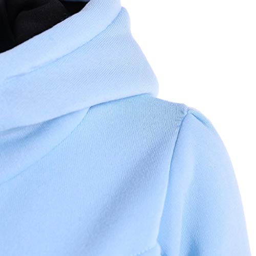 SHOBDW Mujer Liquidación Venta Sudadera con Capucha para de Color sólido Casual Fit Recta Invierno Manga Larga Tops Abrigos Chaqueta Sexy Vestidos Delgados (M, S-Azul Claro)