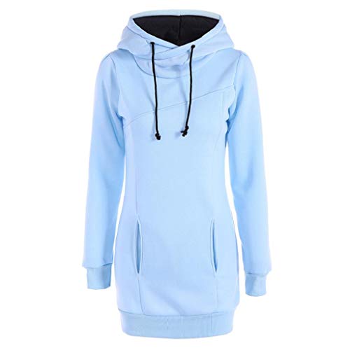 SHOBDW Mujer Liquidación Venta Sudadera con Capucha para de Color sólido Casual Fit Recta Invierno Manga Larga Tops Abrigos Chaqueta Sexy Vestidos Delgados (M, S-Azul Claro)