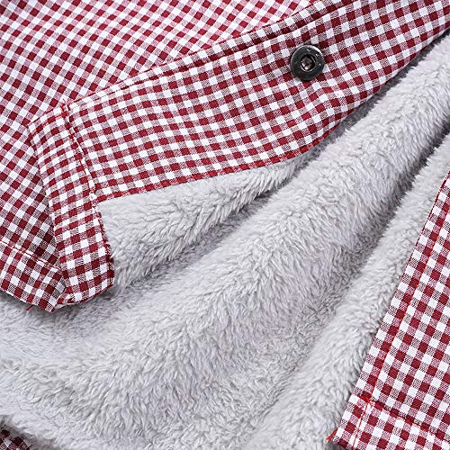 SHOBDW Mujer Sudadera con Capucha de Manga Larga de Manga Larga Estampado A Cuadros Enrejados Bolsillos Chaquetas de Punto Vintage Chaquetas de Invierno de Gran Tamaño Cálido(Rojo,Large)