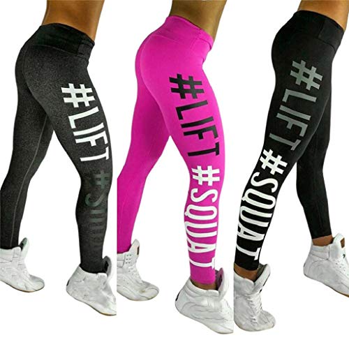 SHOBDW Mujeres Carta de Moda Estirar Imprimir Push Up Entrenamiento Leggings Gimnasio Deportes Gimnasio Cintura Alta Mallas para Correr Pantalones de Yoga Pantalones Deportivos Suaves(Negro,S)