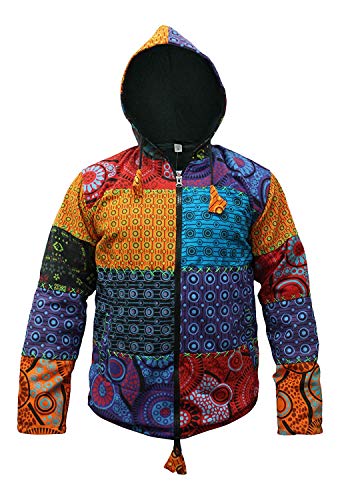 SHOPOHOLIC FASHION Hombre Multicolor Hippy Invierno Sudadera con Capucha - Multicolor, S