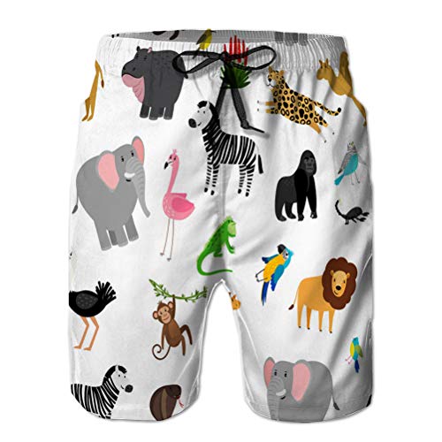 Shorts de Playa de Surf de Secado rápido para Nadar para Hombre Patrón de Animales africanos Dibujo Lindo Africano