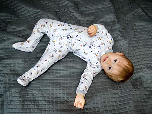 Sibinulo Niño Niña Pijama Bebé Pelele de Algodón Pack de 3 Globos, Estrellas y Lunas 74(6-9 Meses)