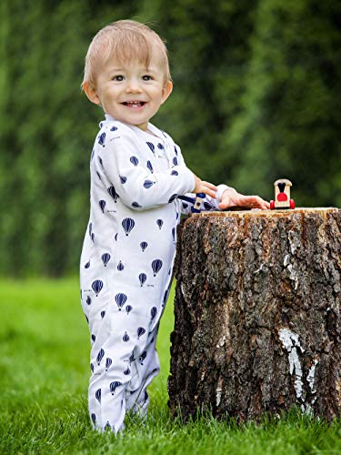 Sibinulo Niño Niña Pijama Bebé Pelele de Algodón Pack de 3 Globos, Estrellas y Lunas 74(6-9 Meses)