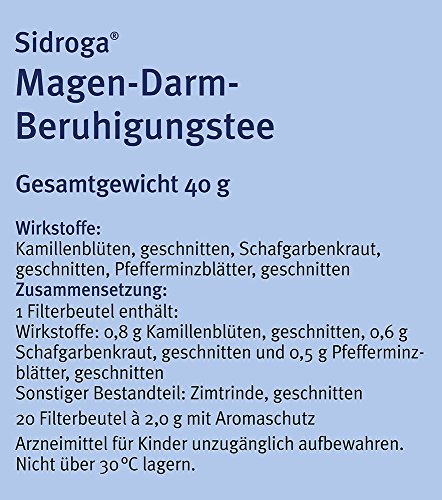 sidroga de estómago de beruhigungs filtro de té Bolsas, 20 unidades