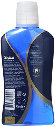 Signal Bain de Bouche Antibactérien, Gel Liquide Actif pour une Blancheur Instantanée, Aide à lutter contre les Bactéries Gold 500ml