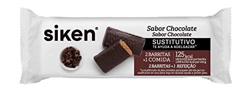 SIKEN barrita sustitutiva -  Barrita de chocolate 40g, Rico en fibra, vitaminas y minerales, 2 barritas sustituyen 1 comida,125 Kcal/barrita