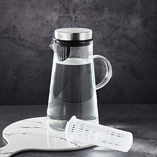 SILBERTHAL Jarra de Agua 2l | Jarra Agua Cristal | Jarra de Cristal con Tapa | Jarra Agua Detox infusiones Fruta y verdura