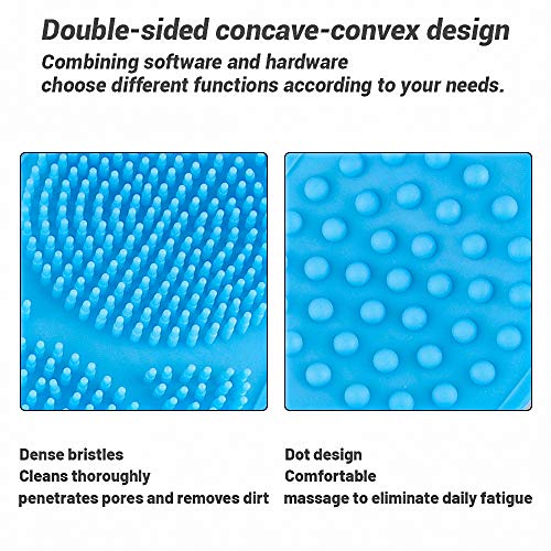 Silicona Cuerpo Cepillo, Exfoliante Posterior de Silicona, 72cm de Doble Cara Baño de Silicona Cepillo Corporal Exfoliante Largo, Suave y Seguro, Masaje Corporal Completo, Fácil de Limpiar (azul)