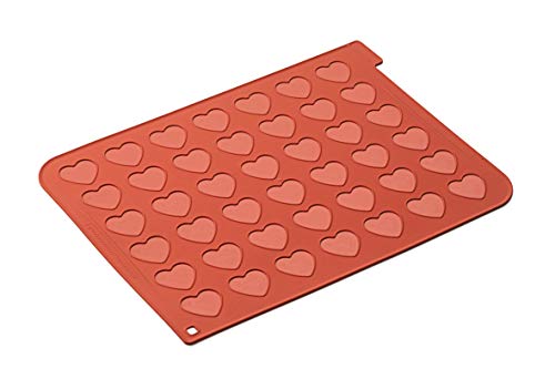 silikomart Mac03 Tapete para Realizar 42 Macarons con Forma de corazón, Color Terracota