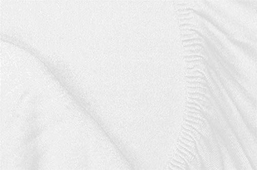 Silky Jersey - Sábanas bajeras 100% algodón Peinado, Jersey elástico de Tacto Suave, Sábana Resistente a Las Arrugas sin Plancha para colchón de hasta 30 cm de Altura - 120x200 cm Blanco