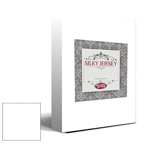Silky Jersey - Sábanas bajeras 100% algodón Peinado, Jersey elástico de Tacto Suave, Sábana Resistente a Las Arrugas sin Plancha para colchón de hasta 30 cm de Altura - 120x200 cm Blanco