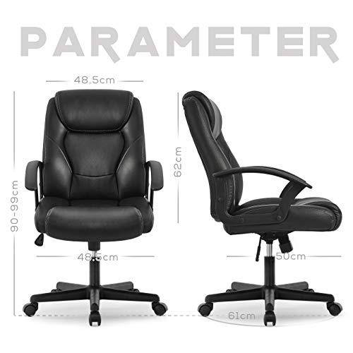 Silla de Oficina，Silla Escritoria Ergonómica Silla con Altura Ajustable Estable Apoyabrazos abatibles, Rudas 360°