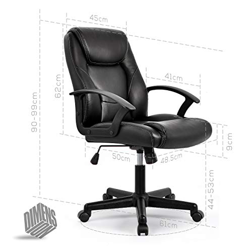 Silla de Oficina，Silla Escritoria Ergonómica Silla con Altura Ajustable Estable Apoyabrazos abatibles, Rudas 360°