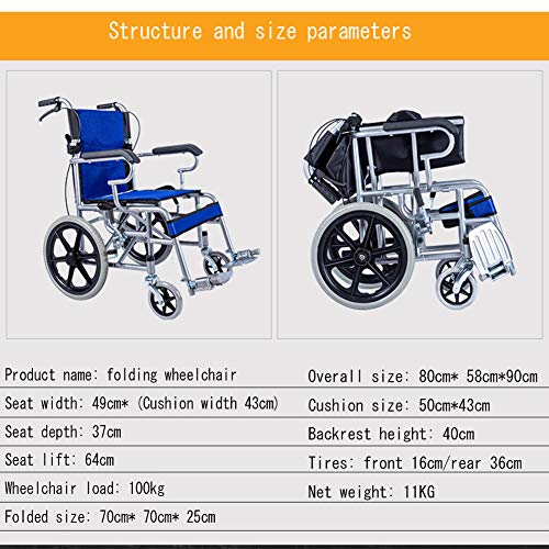 Silla De Ruedas Manual, Empujar Silla De Ruedas Silla De Ruedas De Viaje Plegable con Freno. Silla De Ruedas Plegable con Freno De Mano Trasero.