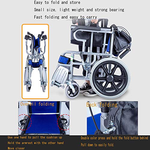 Silla De Ruedas Manual, Empujar Silla De Ruedas Silla De Ruedas De Viaje Plegable con Freno. Silla De Ruedas Plegable con Freno De Mano Trasero.