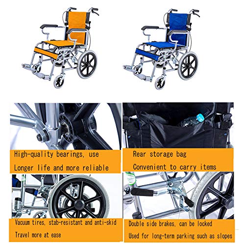 Silla De Ruedas Manual, Empujar Silla De Ruedas Silla De Ruedas De Viaje Plegable con Freno. Silla De Ruedas Plegable con Freno De Mano Trasero.