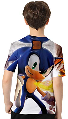 Silver Basic Camiseta de Sonic para Niños y Niñas Inspirada en la Popular Película Sonic The Hedgehog Sonic Cosplay Bonito Regalo para los Fanáticos del Cine 100,78Sonic The Hedgehog Cosplay-1
