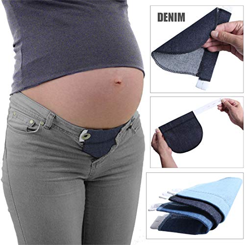 Simoda 6 Piezas Extensor de Pantalones de Maternidad Extensor de Cintura Ajustable Extensor de Cintura de Embarazo Alargador de Pantalones Elástico para Mujeres Embarazadas,6 Colores