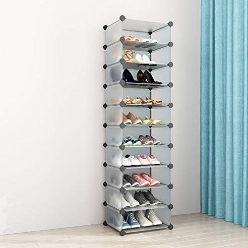 SIMPDIY Zapatero Cubos,1x10 Cubos Almacenamiento zapateros Modular, Unidad Gran Capacidad organizadores Zapatos con Door, Shoes Cubo Almacenamiento Botas en la Entrada la Sala Estar (47x37x180cm)