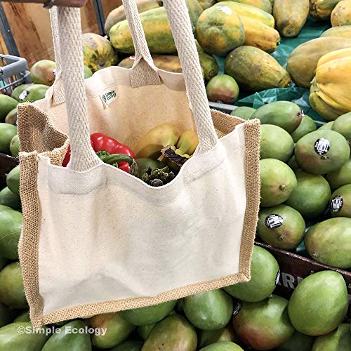 Simple Ecology - Bolsas de lona y yute reutilizables reutilizables – Mini totalizador 2 paquetes; asas resistentes, cómodas y duraderas, plegables, artesanías y bolsas de regalo, bolso