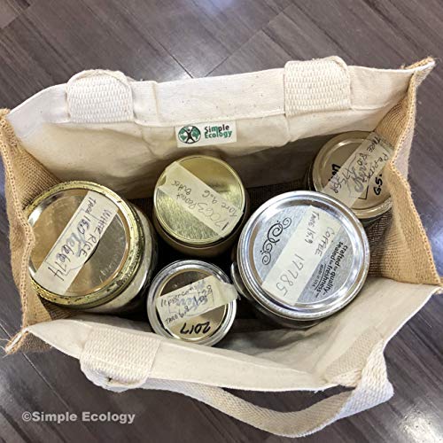 Simple Ecology - Bolsas de lona y yute reutilizables reutilizables – Mini totalizador 2 paquetes; asas resistentes, cómodas y duraderas, plegables, artesanías y bolsas de regalo, bolso