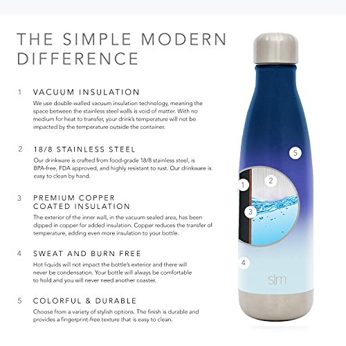 Simple Modern Wave 500ml Termo Botella Agua Acero Inoxidable, Botella Termica Mantiene el Frio por 24 Horas Aislada al Vacío Doble Pared para Deporte café o Viaje Dos Tonos: Escape de la Isla