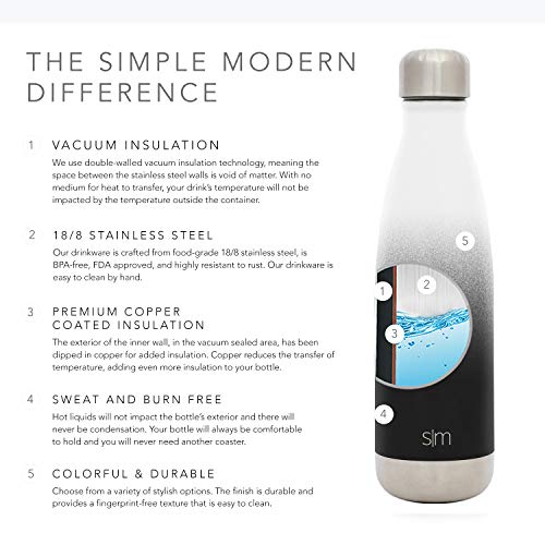 Simple Modern Wave 500ml Termo Botella Agua Acero Inoxidable, Botella Termica Mantiene el Frio por 24 Horas Aislada al Vacío Doble Pared para Deporte café o Viaje Dos Tonos: Escape de la Isla