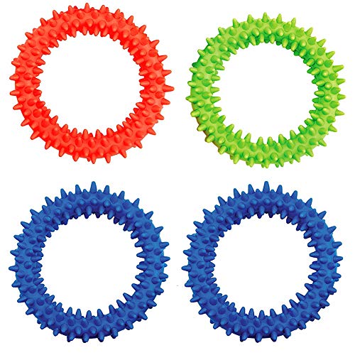 SIMUER 4Pcs Juguete Sensorial Antiestrés para Niños Y Adultos, Anillo Suave Blando con Pinchos De Goma Reduce El Estrés Y La Ansiedad Potencia La Concentración Y La Clarividencia