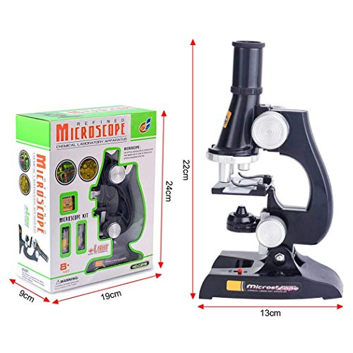 Sipobuy Microscopio para niños, 100x 200x 450x Magnification Children Science Microscope Kit con Luces LED, Mi Primer microscopio de Juguete para educación temprana