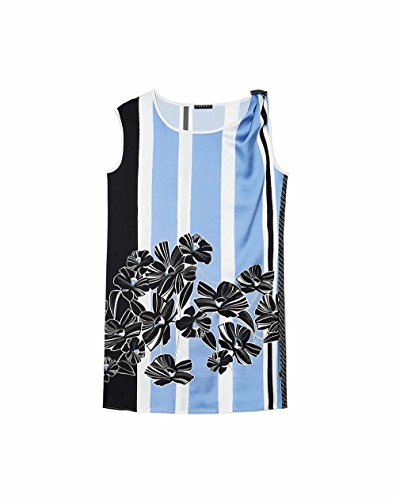 Sisley Dress Vestido, Multicolor (Black Flowers and Light Blue Stripes 68b), 46 para Mujer