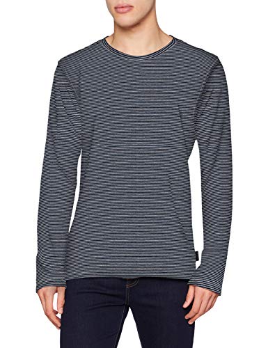 Sisley Sweater L/S Jersey, Mehrfarbig (Black and Grey Strips 901), Small para Hombre