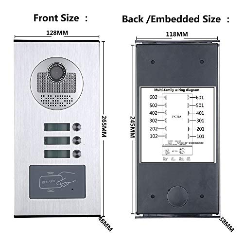 Sistema de grabación de intercomunicación con Timbre para teléfono de Video de 7 Pulgadas para el apartamento/la Familia RFID IR-Cut HD 1000TVL Cámara Impermeable con 3 monitores